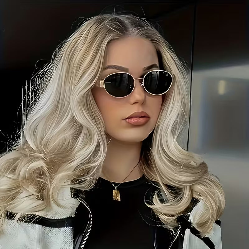 Oval, Black Elegant Metal Frame Glasses
