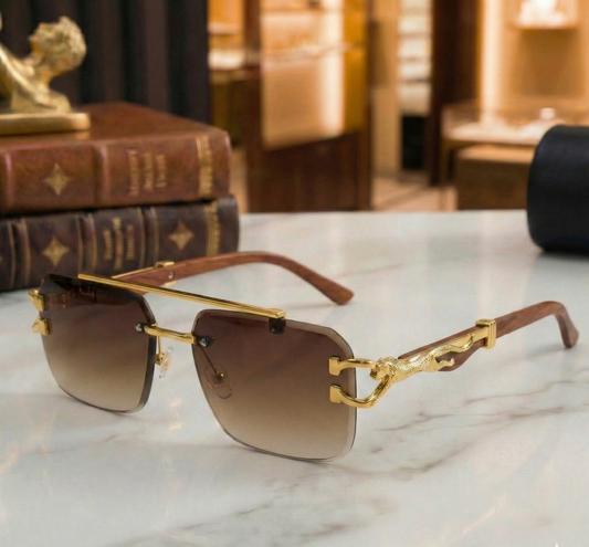 Cheetah Rimless Sunglasses – Bold, Stylish & Modern