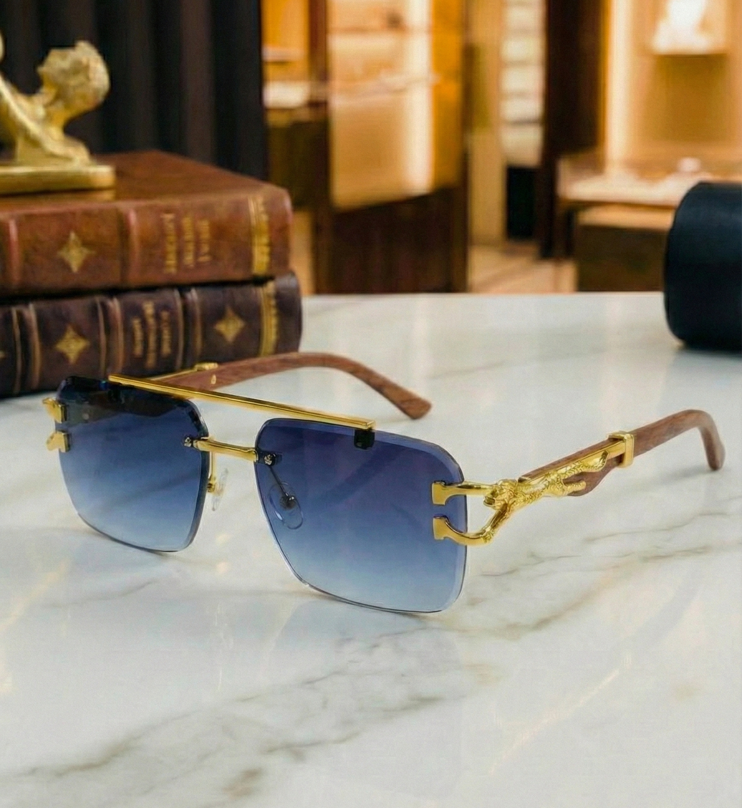 Cheetah Rimless Sunglasses – Bold, Stylish & Modern