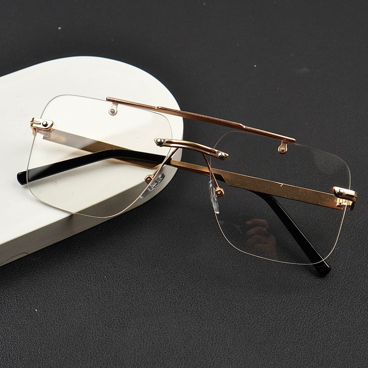 Transition Brown ā Rimless Sunglasses ā S-1139