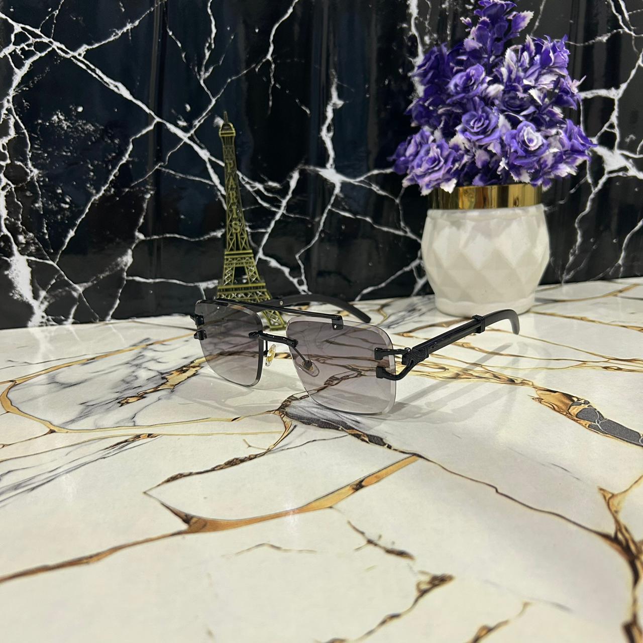 Cheetah Rimless Sunglasses – Black Frame