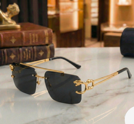 Black Luxury Rimless Sunglasses – Bold, Stylish & Modern