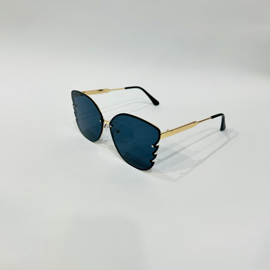 Eagle Wing Chic Black Sunglasses with Golden Arms - Trendy Glasses - Stylish Eyewear for Girls