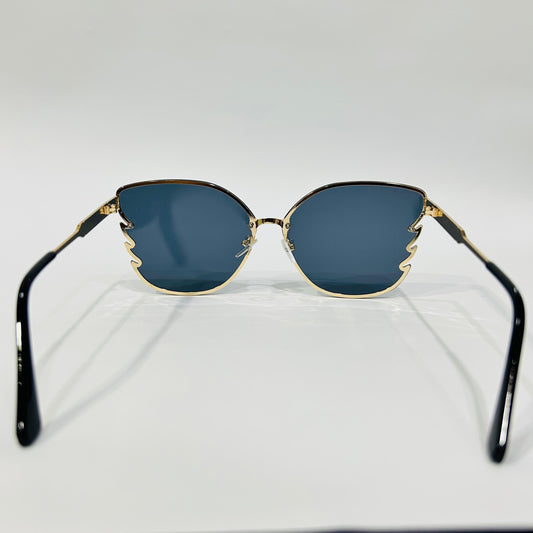 Eagle Wing Chic Black Sunglasses with Golden Arms - Trendy Glasses - Stylish Eyewear for Girls