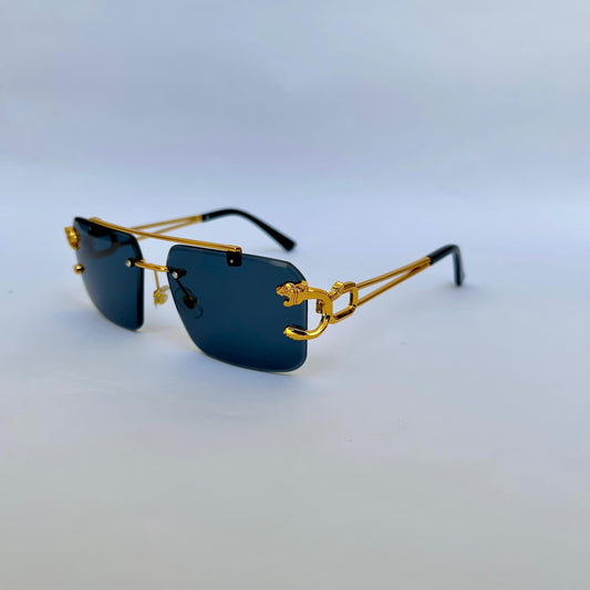 Black Luxury Rimless Sunglasses – Bold, Stylish & Modern