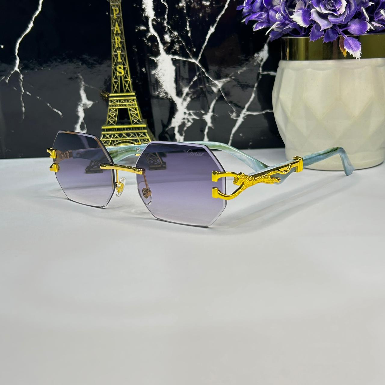 Luxury Rimless Octagon Sunglasses