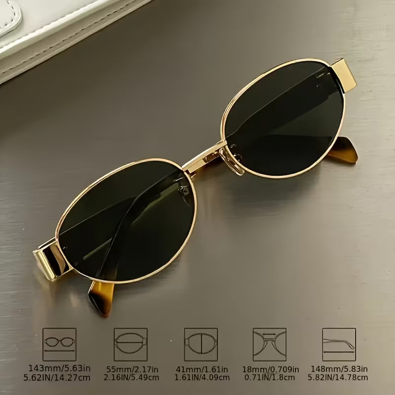 Oval, Black Elegant Metal Frame Glasses